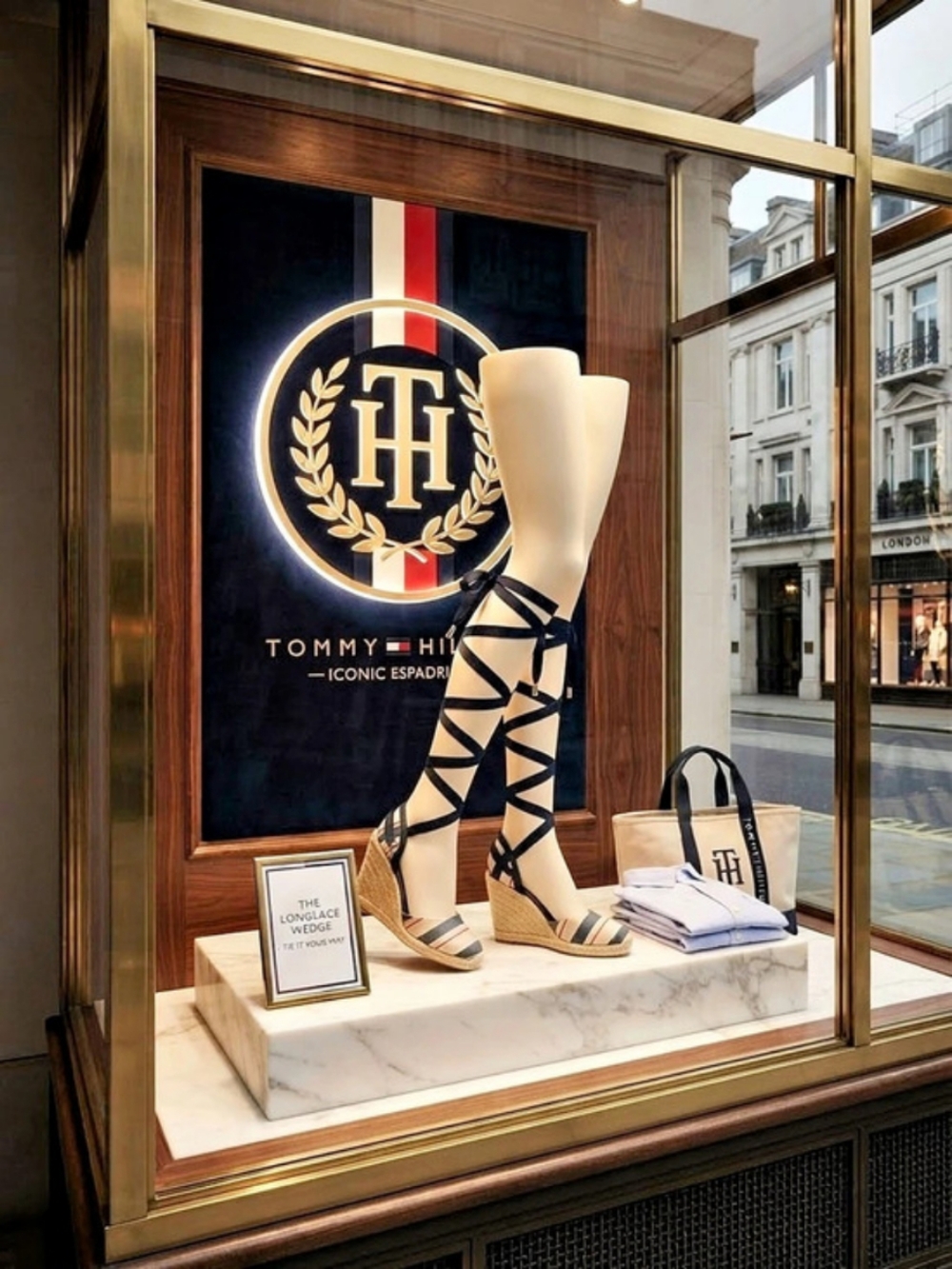 Tommy Hilfiger Longlace Wedge Espadrille Striped Espadrille Wedges